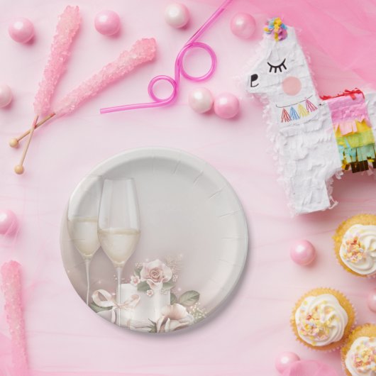 Erröten Champagne und backen zusammen Pappteller (Party)