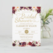 Erröten das Blumen Gold besonders anfertigen Einladung (Stehend Vorderseite)