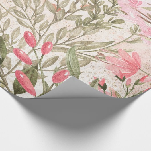 Erröten das rosa korallenrote Blumen Geschenkpapier (Ecke)
