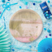 Erröten das rosa schöne Goldbezaubernde Aquarell Pappteller (Party)