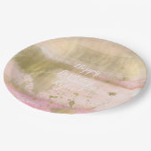 Erröten das rosa schöne Goldbezaubernde Aquarell Pappteller (Schrägansicht)