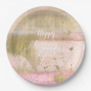 Erröten das rosa schöne Goldbezaubernde Aquarell Pappteller