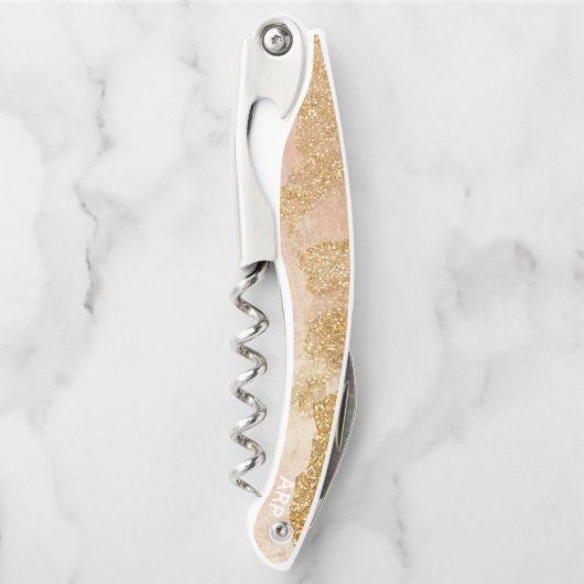 *~* erröten der rosa Vintage GoldGlitzer Kellnermesser (Vorderseite)