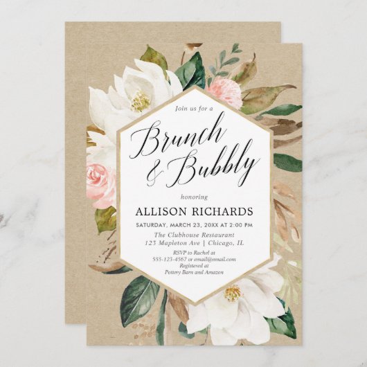 Erröten der rosa weiße rustikale sprudelnde mit einladung (Vorne/Hinten)