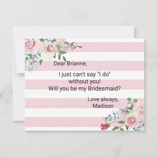 Erröten der Rose Wasserfarbe wirst du meine Brautj Einladung (Rückseite)