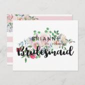 Erröten der Rose Wasserfarbe wirst du meine Brautj Einladung (Vorne/Hinten)