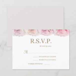 Erröten Dewy Rosen Elegante Florale Hochzeit RSVP Einladung