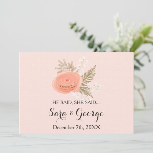 erröten Er sagte, sie sagte Brautparty-Spielkarte Einladung (Stehend Vorderseite)