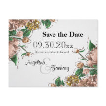 Erröten Floral Heiratet das Datum Hochzeit Postkar