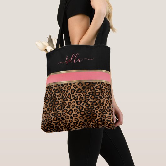 Erröten, Floral und Leopardenmuster Tasche (Von Nahem)