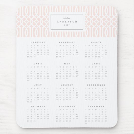 Erröten Gitter-jährlicher Kalender Mousepad (Vorne)