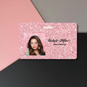 Erröten Glitter-Frisörsalon elegante Schrift Foto Ausweis