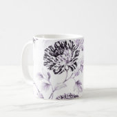 Erröten Maulbeere u. weißes Vintages BlumenToile Kaffeetasse (Vorderseite Links)