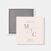 Erröten Minimalistisches Monogramm Hochzeit Termin Magnet (Vorderseite/Rückseite)