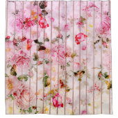 Erröten moderne mit Blumenstreifen des rosa Duschvorhang (Vorderseite)