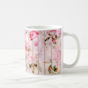 Erröten moderne mit Blumenstreifen des rosa Kaffeetasse