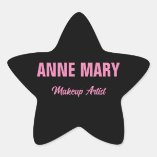 Erröten Pink Schwarz Name Makeup-Artist Geschäftsn Stern-Aufkleber