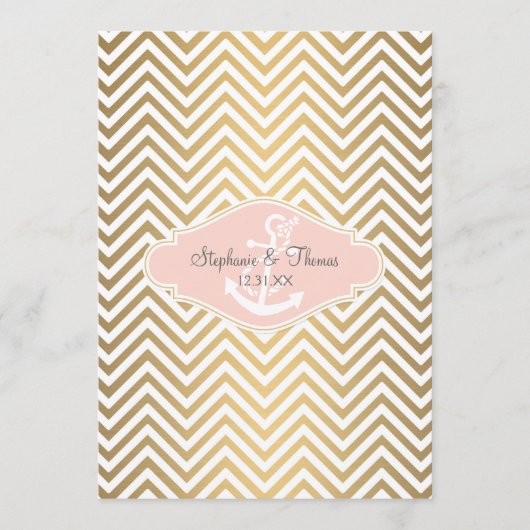 Erröten Preppy Zickzack Streifen-moderner Seeanker Menükarte (Vorderseite)