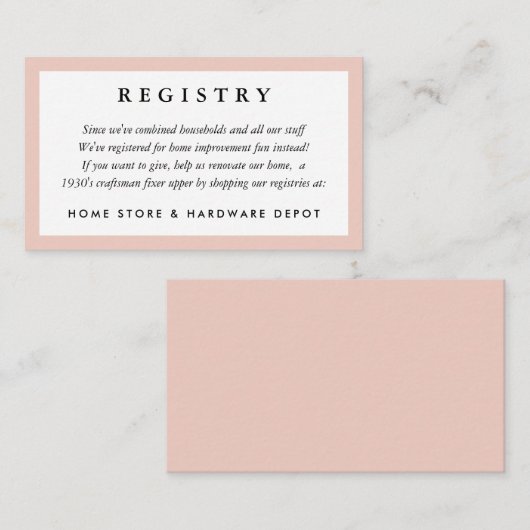 Erröten Rahmen-Hochzeits-Register-Karte Begleitkarte (Vorne/Hinten)