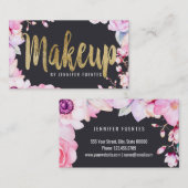 Erröten rosa Blumen- und schwarzer Visitenkarte (Vorne/Hinten)