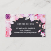 Erröten rosa Blumen- und schwarzer Visitenkarte (Rückseite)