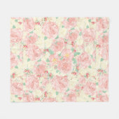 Erröten rosa böhmische Vintage Blumenpastell-Rosen Fleecedecke (Vorderseite (Horizontal))