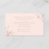 Erröten rosa Confetti-Foto-Fotografietypographie Visitenkarte (Rückseite)