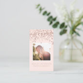 Erröten rosa Confetti-Foto-Fotografietypographie Visitenkarte (Stehend Vorderseite)