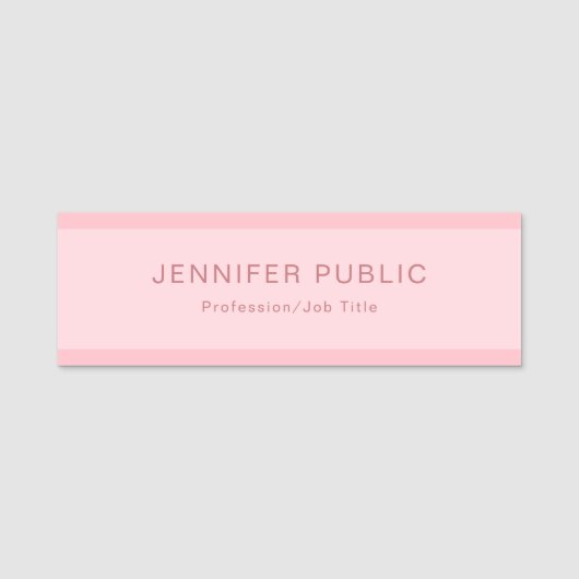 Erröten rosa einfache moderne elegante kreative namensschild (Vorderseite)