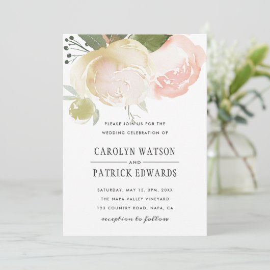 Erröten rosa einladung (Stehend Vorderseite)