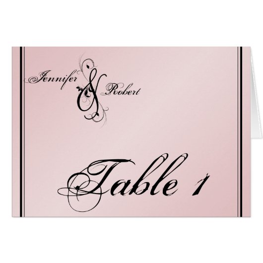 Erröten rosa Eleganz-Wedding Tischnummer (Vorderseite (Horizontal))