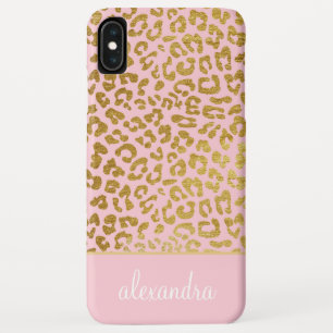 Erröten Rosa - Goldfolien-Gepard-Druck-Monogramm Case-Mate iPhone Hülle
