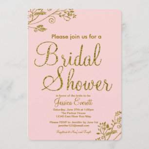 Erröten rosa GoldGlitzer-Brautparty-Einladung Einladung