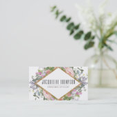 Erröten rosa Goldmoderne geometrische BlumenBlumen Visitenkarte (Stehend Vorderseite)