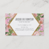 Erröten rosa Goldmoderne geometrische BlumenBlumen Visitenkarte (Rückseite)
