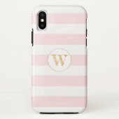 Erröten rosa Goldstreifenmonogramm-Telefonkasten Case-Mate iPhone Hülle (Rückseite)