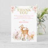 Erröten rosa Goldwaldtier-WaldBaby Dankeskarte (Stehend Vorderseite)