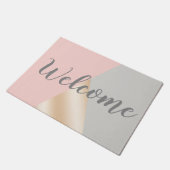 Erröten Rosa-, Grau- u. Rosengoldgeometrische Fußmatte (Schrägansicht)