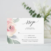 Erröten rosa graues elegantes Hochzeit MIT Begleitkarte (Stehend Vorderseite)