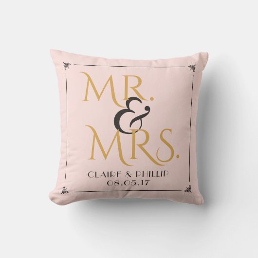 Erröten rosa Herr u. Frau Wedding Keepsake des Kissen (Vorderseite)