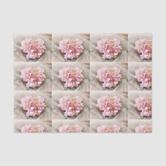 Erröten rosa Herzhydrangea-Fliesen für decoupage Seidenpapier (Vorderseite)