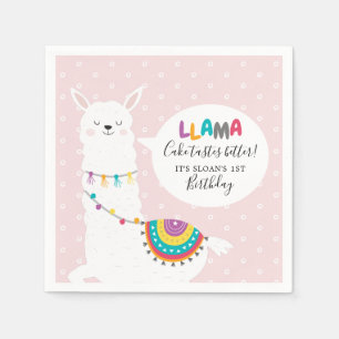 Erröten rosa Lama-Spaß-Papier Serviette