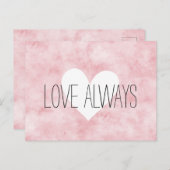 Erröten rosa Liebe-Weiß-Herz Postkarte (Vorne/Hinten)