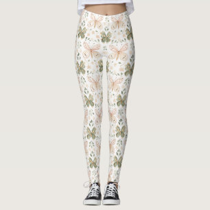 Erröten Rosa Mint Grün Schmetterling Leggings