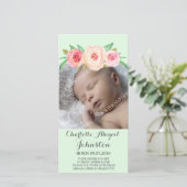 Erröten rosa MintThank Sie Babyparty Dankeskarte (Stehend Vorderseite)