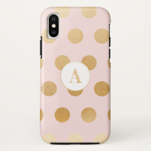 Erröten Rosa mit großen GoldTupfen, Monogramm Case-Mate iPhone Hülle