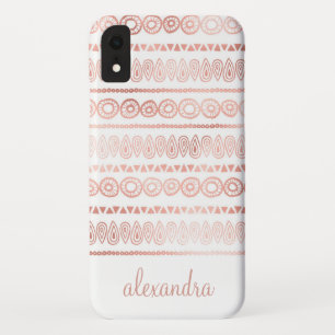 Erröten Rosa - Rosen-GoldBoho Muster-Monogramm Case-Mate iPhone Hülle