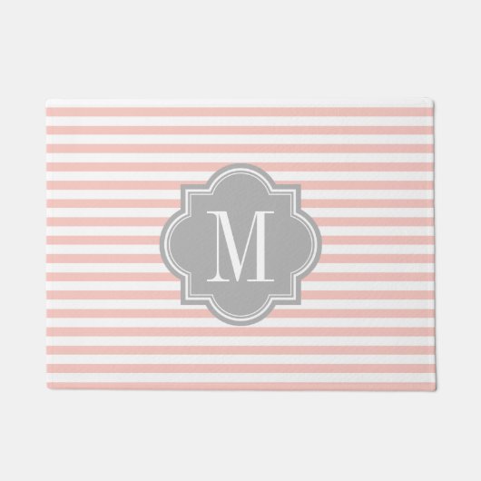 Erröten rosa Streifen mit grauem Monogramm Fußmatte (Vorderseite)