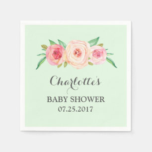 Erröten rosa tadellose mit BlumenBabyparty Serviette