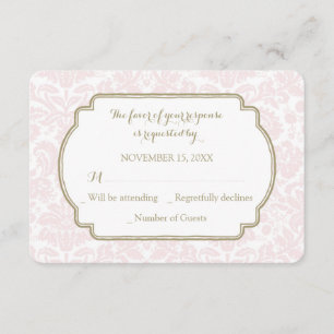 Erröten rosa TAN-Damast UAWG Hochzeits-Karte RSVP Karte